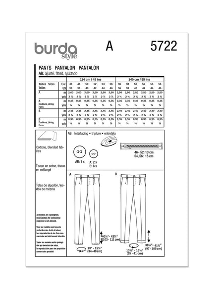 Burda - 5722 Men's Trousers