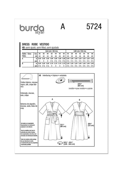 Burda - 5724 Ladies Dress