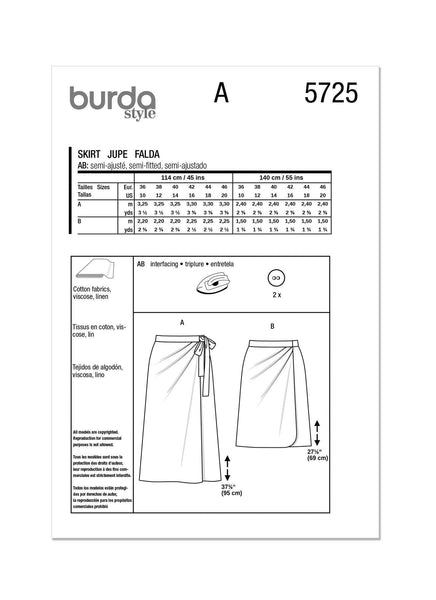Burda - 5725 Ladies Skirt