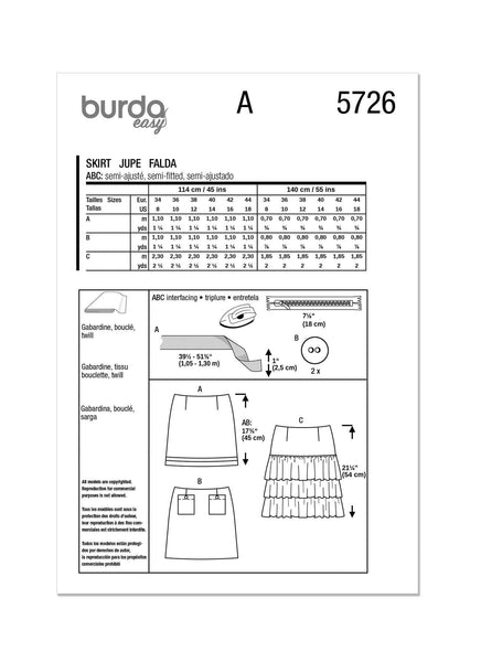 Burda - 5726 Ladies Skirt
