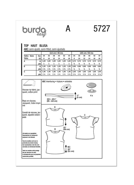 Burda - 5727 Ladies Top