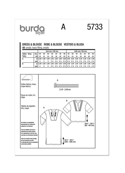 Burda - 5733 Ladies Dress & Blouse