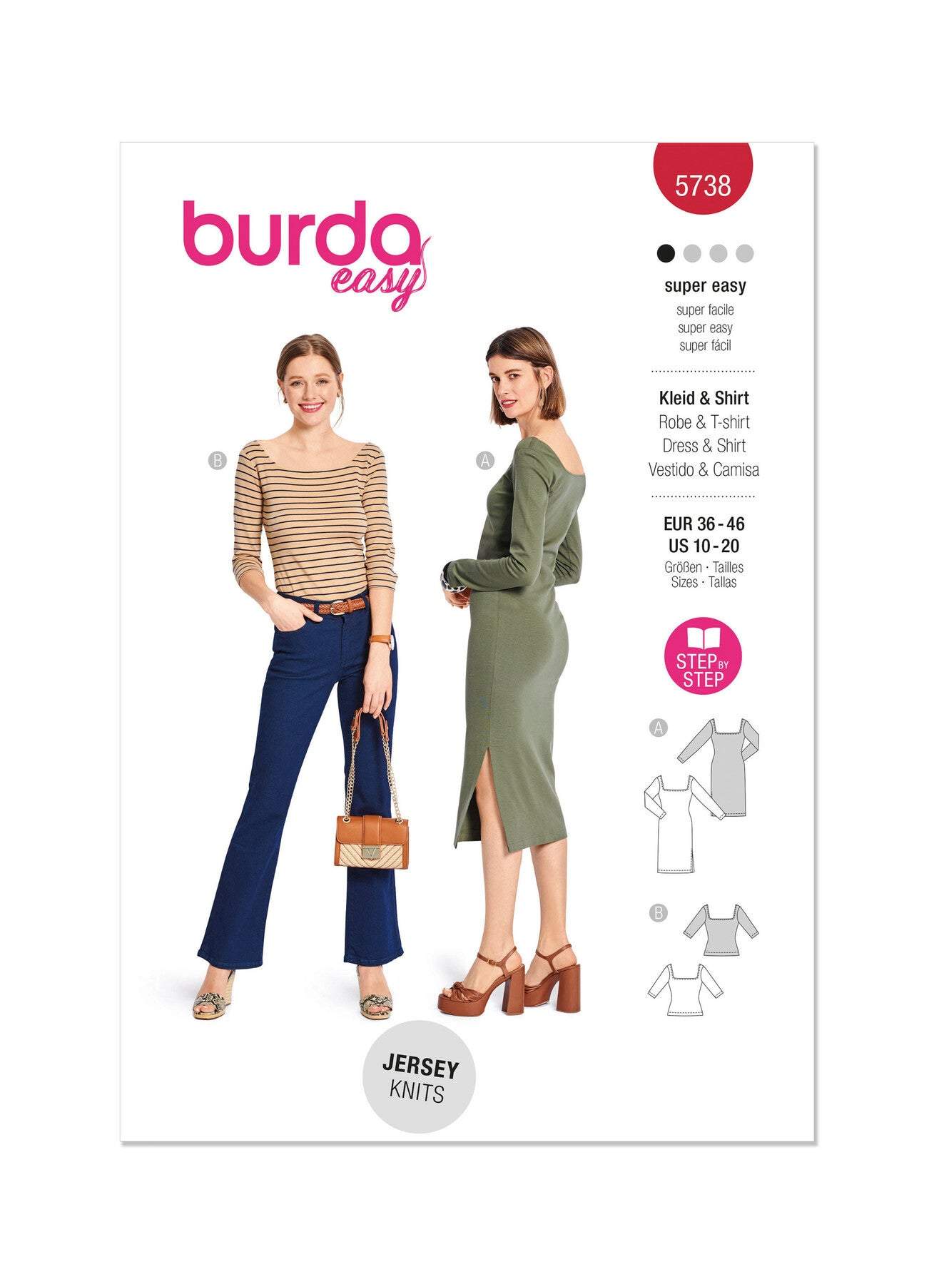 Burda - 5738 Ladies Dress & T-Shirt
