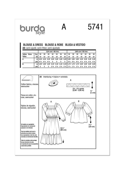 Burda - 5741 Ladies Blouse & Dress