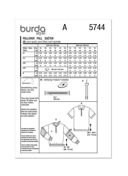 Burda - 5744 Men's Sweatshirt & T-Shirt