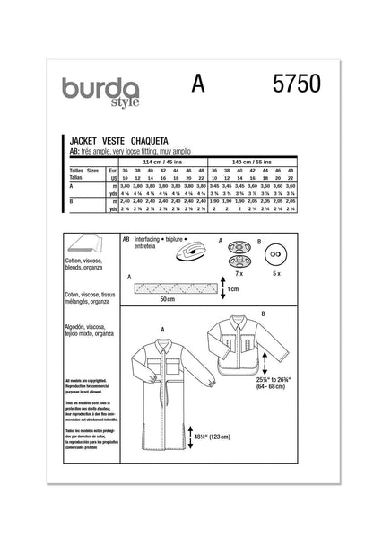 Burda - 5750 Ladies Jacket