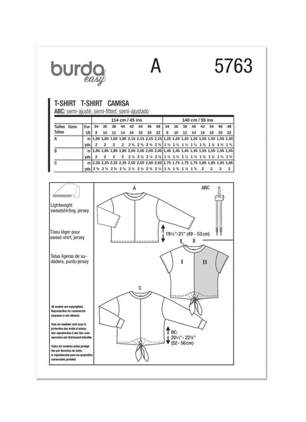 Burda - 5763 Ladies T-Shirts