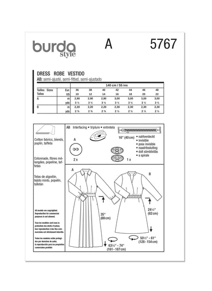 Burda - 5767 Ladies Dress