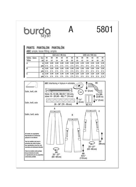 Burda - 5801 Ladies Trouser Pants