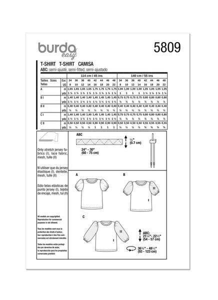 Burda - 5809 Ladies Shirt
