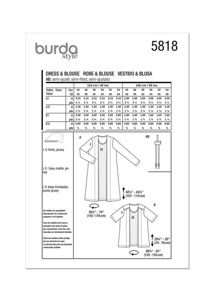 Burda - 5818 Ladies Dress & Blouse
