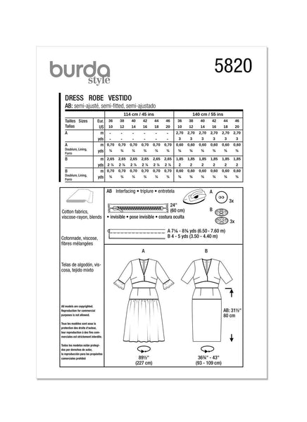 Burda - 5820 Ladies Dress
