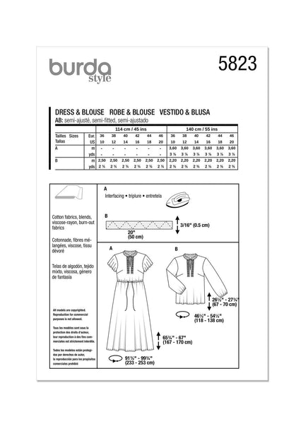 Burda - 5823 Ladies Dress & Blouse