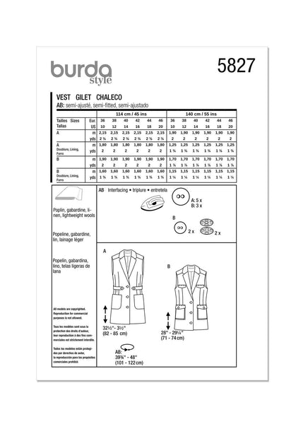 Burda - 5827 Ladies Vest