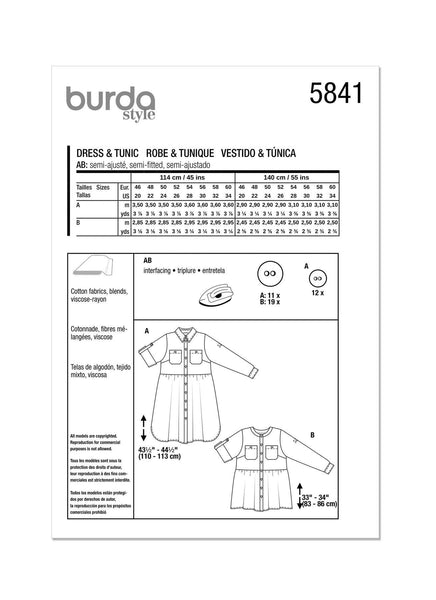Burda - 5841 Ladies Dress & Tunic