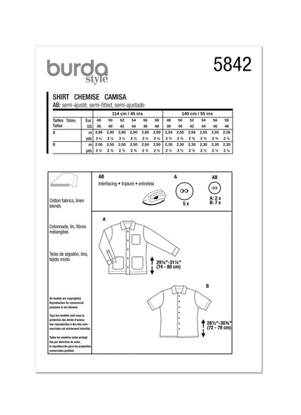 Burda - 5842 Men's Shirt