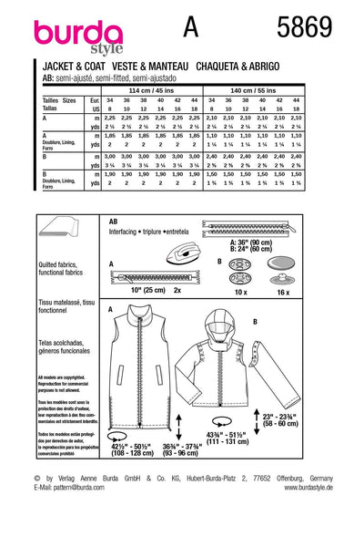 Burda - 5869 Misses' Waistcoat/Vest & Jacket