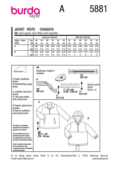 Burda - 5881 Misses' Jacket