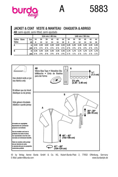 Burda - 5883 Misses' Jacket & Coat