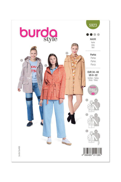 Burda - 5923 Hooded Jacket with Patch Pockets