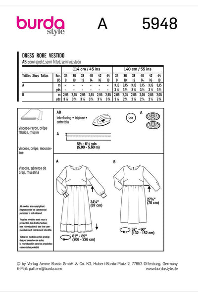Burda - 5948 Misses' Dress