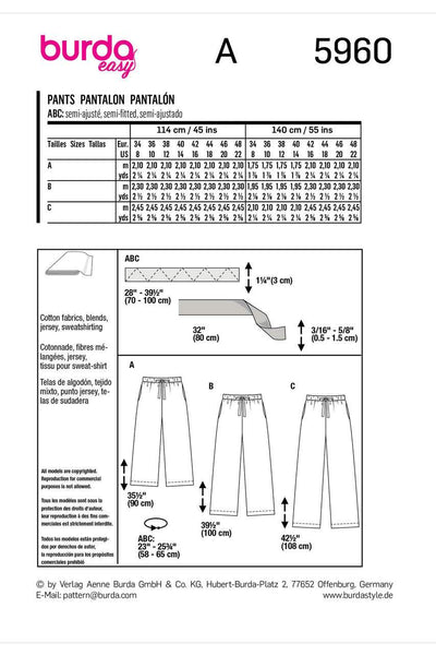 Burda - 5960 Misses' Pants