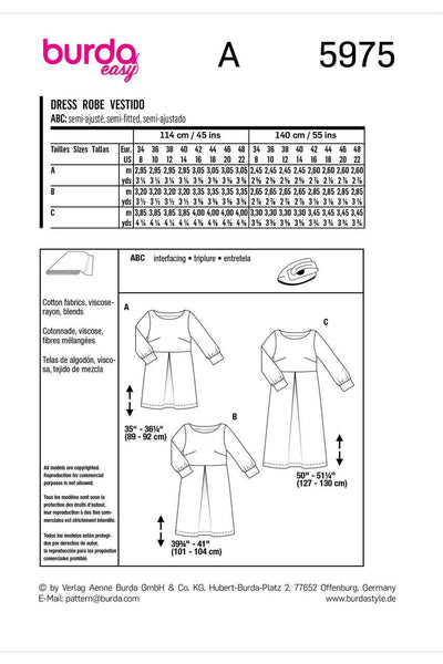 Burda - 5975 Misses' Dress with Scoop Neckline