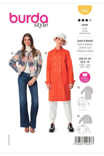 Burda - 5992 Misses' Double-Breasted Jacket and Coat