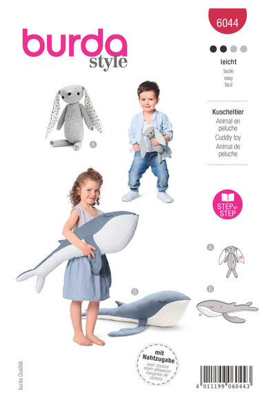 Burda - 6044 Stuffed Animals - Bunny and Whale