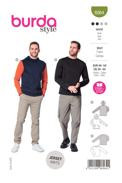 Burda - 6064 Classic Sweatshirt with Hood or Neckband