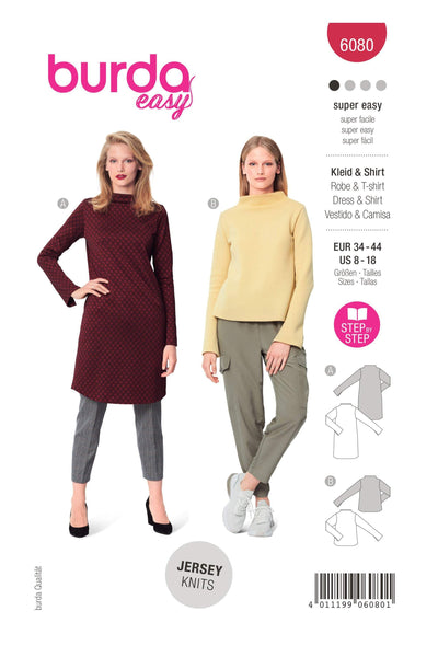 Burda - 6080 Dress, Top with Integral Collar
