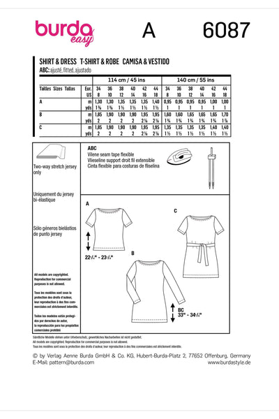 Burda - 6087 Top, Dress - Figure Fitting with a Scooped Neckline