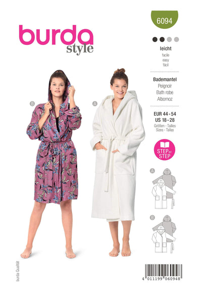 Burda - 6094 Bathrobe with Hood and Patch Pockets