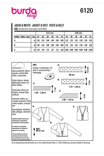 Burda - 6120 Jacket & Vest
