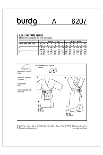 Burda - 6207 Wrap Dress with Tie Bands