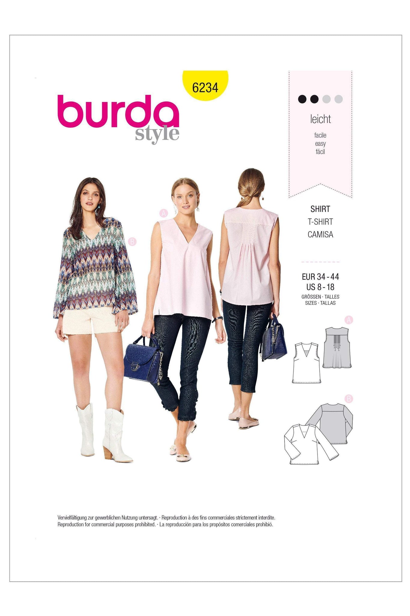 Burda - 6234 V-Neck Blouse – Top