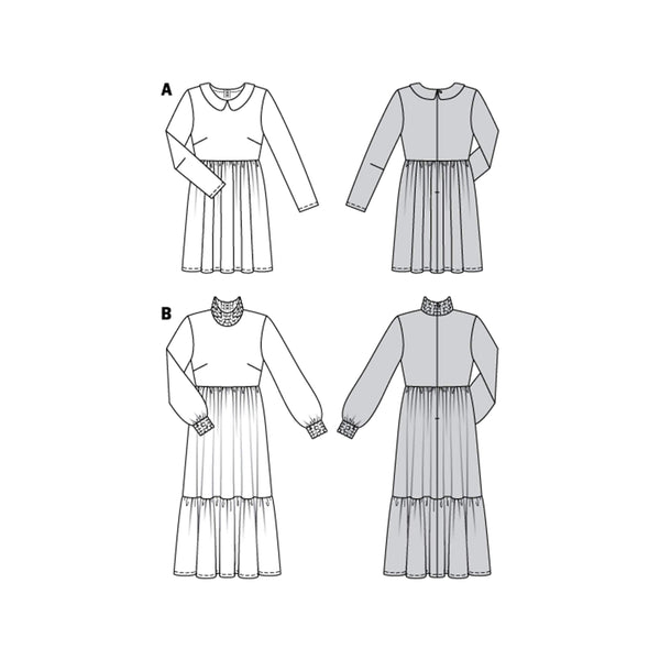 Burda - 6265 Dress with Peter Pan Collar - Midi Dress with Tiered Skirt