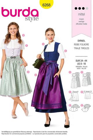 Burda - 6268 Dirndl - Dirndl Blouse