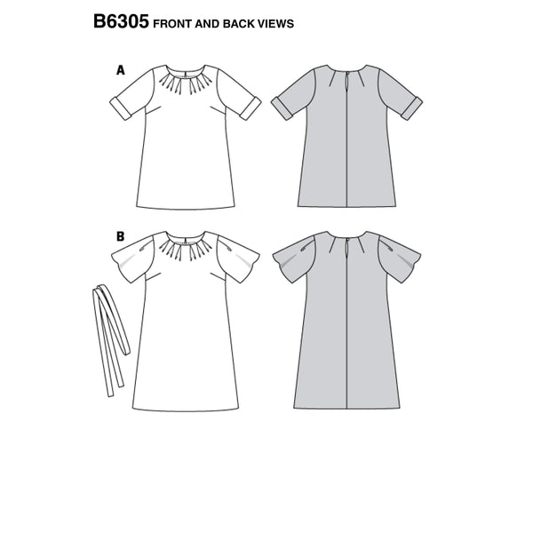 Burda - 6305 Top and Dress - Pleats at Neckline - A-Line