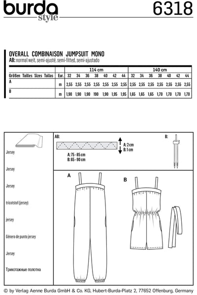 Burda - 6318 Jumpsuit with Band and Straps