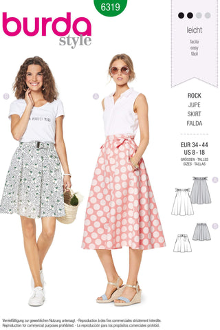 Burda - 6319 Bell-shaped Skirt - Gathered, with Pockets in Seams