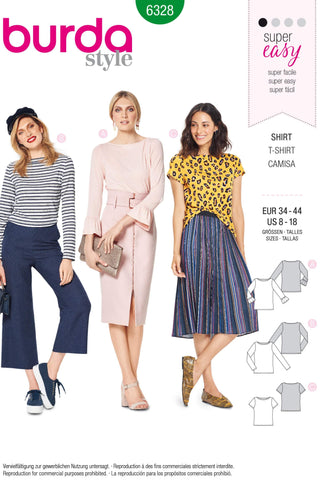 Burda - 6328 Top - Boat Neckline - Sleeve Variations