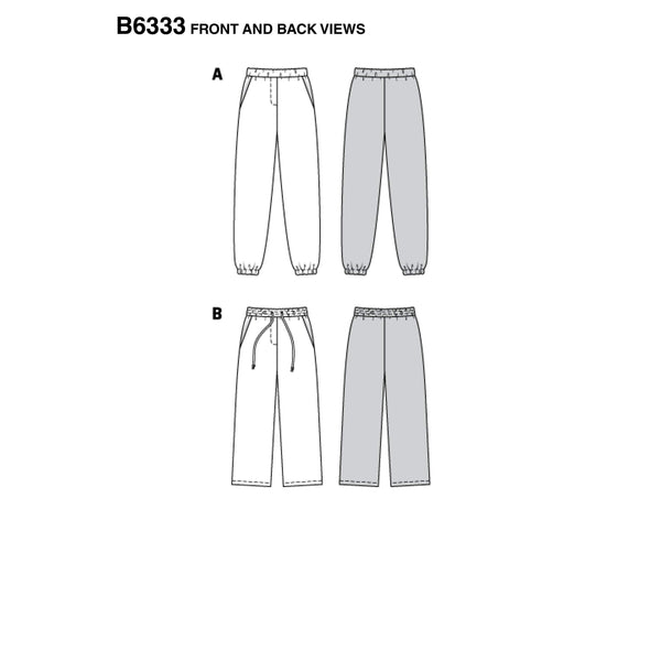 Burda - 6333 Jogging Pants with Elastic and Drawstring Waist - Pockets
