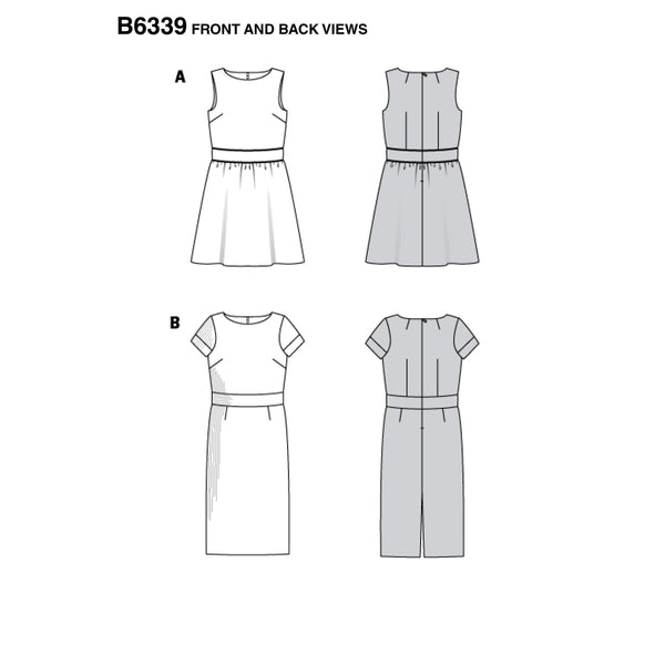 Burda - 6339 Dress with Waistband - Shallow Neckline