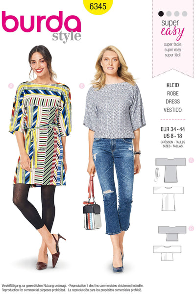 Burda - 6345 Top and Dress with Wide Sleeves