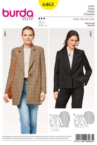 Burda - 6463 Ladies Coat