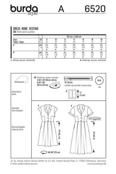 Burda - 6520 Ladies Dress