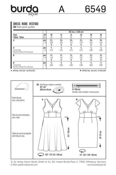 Burda - 6549 Ladies Dress