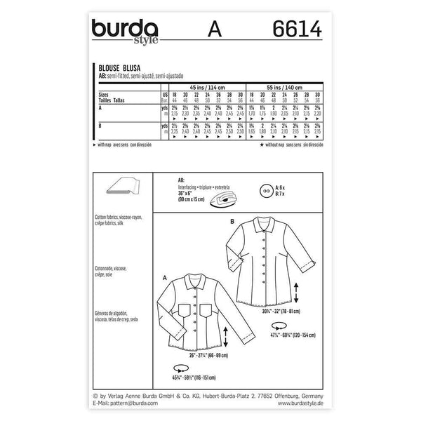 Burda - 6614 Ladies Blouse