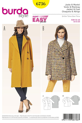 Burda - 6736 Ladies Jacket/Coat